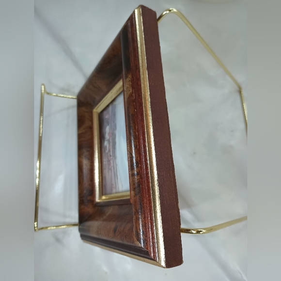 Antique Pair Cabinet Miniature Paintings of Hunting Dogs on Burel Wood Gold Gilt - Picture 14 of 14